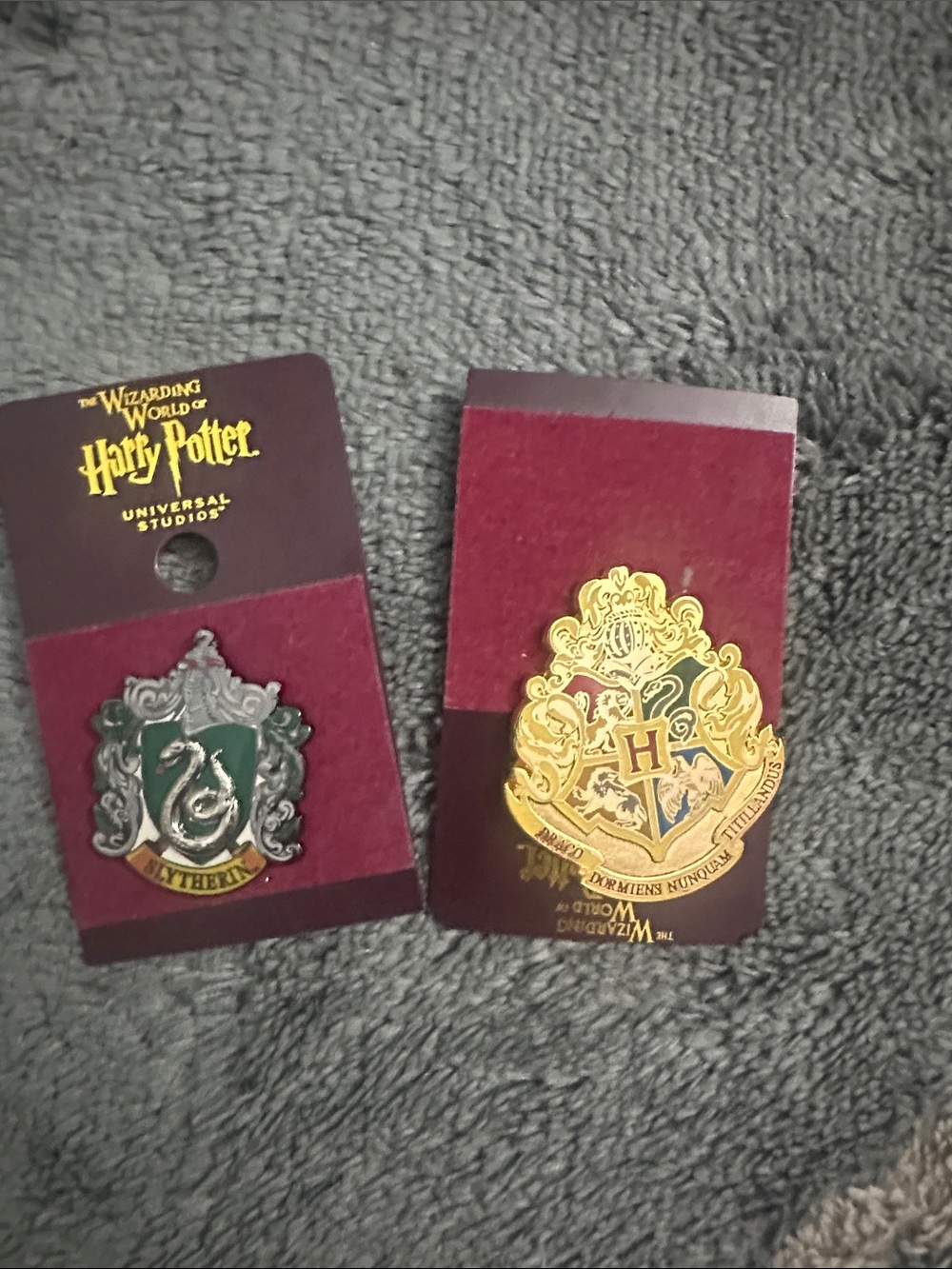 Warner Bros. Dark Maroon and Gold Enamel Pin Backer Cards